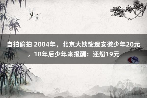 自拍偷拍 2004年，北京大姨馈遗安徽少年20元，18年后少年来报酬：还您19元