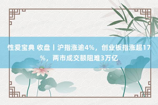 性爱宝典 收盘丨沪指涨逾4%，创业板指涨超17%，两市成交额阻难3万亿