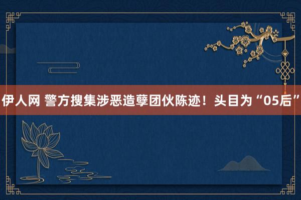 伊人网 警方搜集涉恶造孽团伙陈迹！头目为“05后”