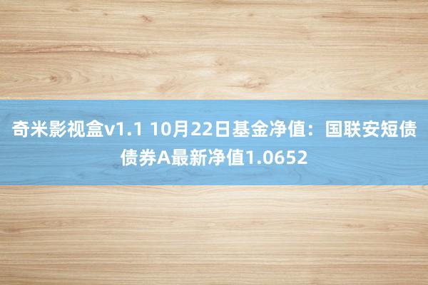 奇米影视盒v1.1 10月22日基金净值：国联安短债债券A最新净值1.0652