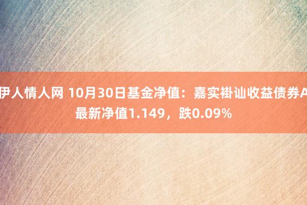 伊人情人网 10月30日基金净值：嘉实褂讪收益债券A最新净值1.149，跌0.09%