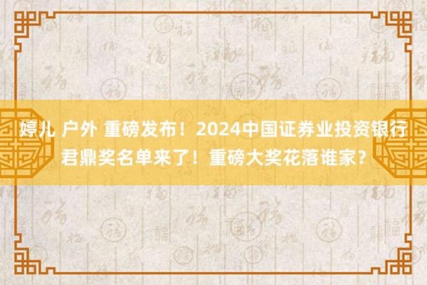 婷儿 户外 重磅发布！2024中国证券业投资银行君鼎奖名单来了！重磅大奖花落谁家？