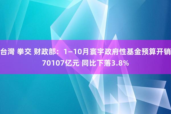 台灣 拳交 财政部：1—10月寰宇政府性基金预算开销70107亿元 同比下落3.8%