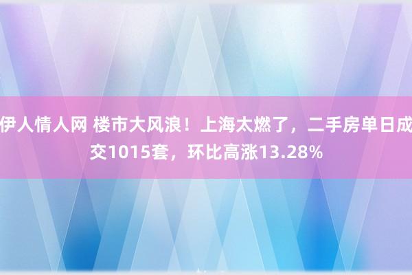 伊人情人网 楼市大风浪！上海太燃了，二手房单日成交1015套，环比高涨13.28%