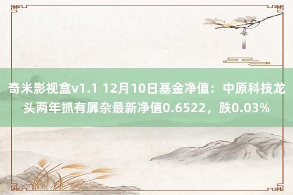 奇米影视盒v1.1 12月10日基金净值：中原科技龙头两年抓有羼杂最新净值0.6522，跌0.03%