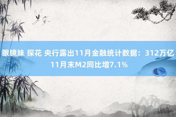 眼镜妹 探花 央行露出11月金融统计数据：312万亿 11月末M2同比增7.1%