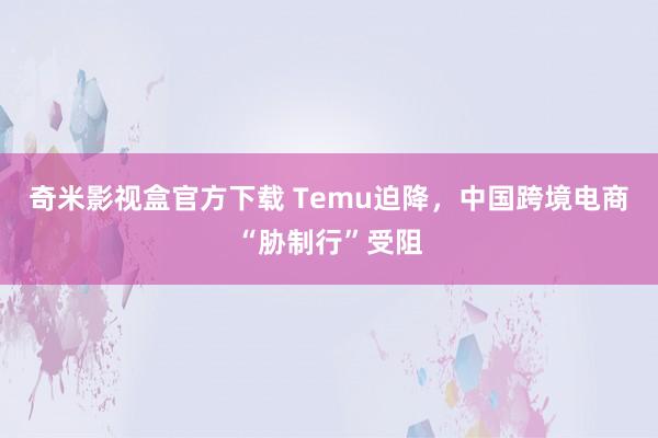 奇米影视盒官方下载 Temu迫降，中国跨境电商“胁制行”受阻