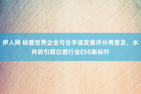 伊人网 标普世界企业可合手续发展评分再普及，水井坊引颈白酒行业ESG新标杆