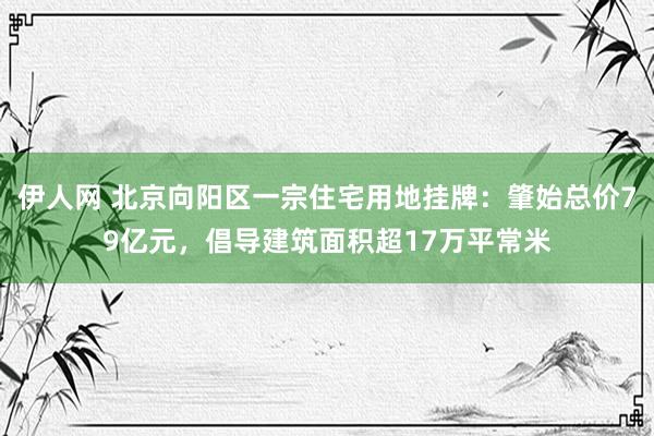 伊人网 北京向阳区一宗住宅用地挂牌：肇始总价79亿元，倡导建筑面积超17万平常米