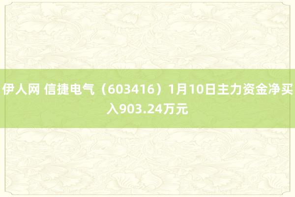 伊人网 信捷电气（603416）1月10日主力资金净买入903.24万元