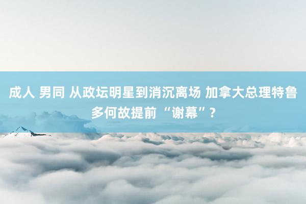 成人 男同 从政坛明星到消沉离场 加拿大总理特鲁多何故提前 “谢幕”？