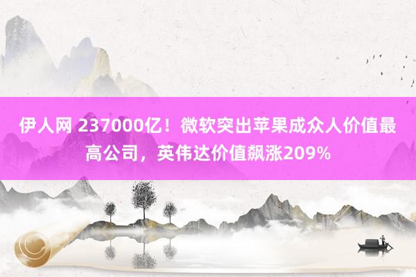 伊人网 237000亿！微软突出苹果成众人价值最高公司，英伟达价值飙涨209%