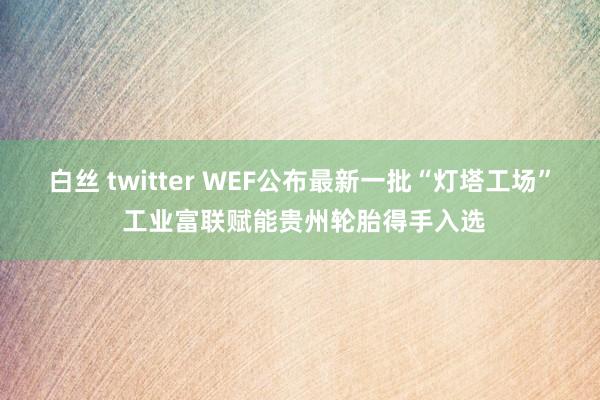 白丝 twitter WEF公布最新一批“灯塔工场” 工业富联赋能贵州轮胎得手入选